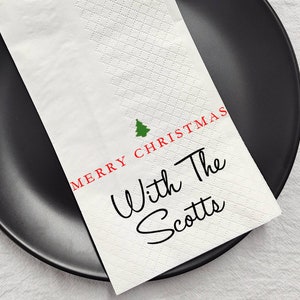 Tovagliolo di Natale personalizzato, tovaglioli di Natale per la famiglia, tovaglioli di Natale personalizzati, decorazioni per la tavola di Buon Natale, festa di Natale