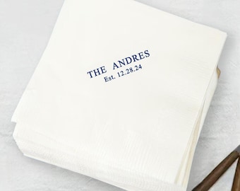 Personalized Wedding Monogram Initials Napkins, Custom Wedding Cocktail Napkins, Paper Printed Luncheon Napkins, Minimalist Wedding Decor