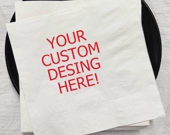 Personalized Logo Paper Napkins, Custom Artwork Design, Custom Monogrammed Printed Cocktail Napkins, Company Corporate Business Event Party