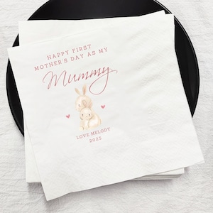 Personalized Mother's Day Napkins, Custom First Mother's Day Gift, New Mum Gift, Party Paper Napkins in Bulk, First Mothers Day as my Mummy