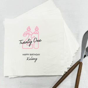 Custom 21st Birthday Napkins, Funny Birthday Napkins, Personalized 21st Birthday Napkins, Happy Twenty One/21st Birthday, Finally 21