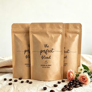 The Perfect Blend Coffee Wedding Favor Bag, Custom Bridal Shower Pouch, Coffee Favor Bags, Resealable Coffee Pouch(10x15cm)