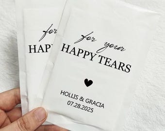 10 Personalized Wedding Tissue Packs, Custom Wedding Confetti Packs, Happy Tears Favor Bags, Confetti Packs, Tissue Packets, Wedding Favor