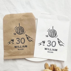 Personalized 30th Birthday Party Favor Bags, Birthday Party Favors, Birthday Bags, 50th, 40th, Donut Bags, Pink Favor Bag, Cookie Bag