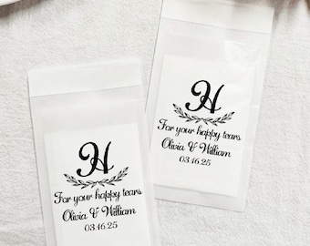 20 Personalized Wedding Tissue Packs, Wedding Lottery Ticket Holder, Happy Tears, Confetti Packs, Tissue Packets, Wedding Favor