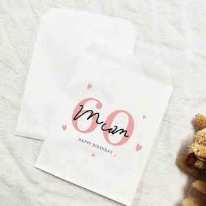 60th Birthday Cookies Bag, Custom Birthday Cookies Craft Bag, Sixtieth Birthday Favor Bag, Mum Birthday Gift, Wedding Cookies Bag