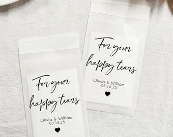20 Personalized Wedding Tissue Packs, Personalized Wedding Confetti Packs, Happy Tears, Confetti Packs, Tissue Packets, Wedding Favor