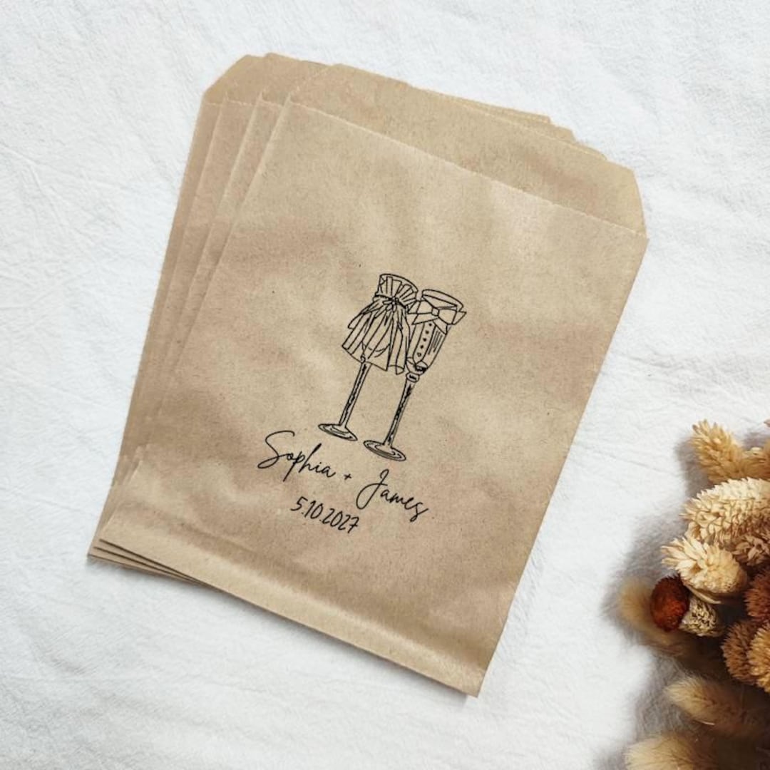 Custom Wedding Favor Bags, Personalized Name Date Kraft Paper Bags ...