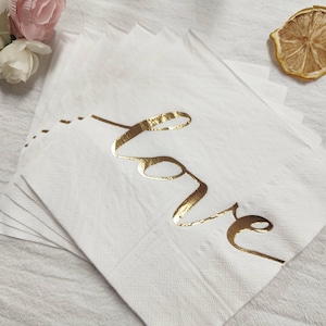 Love Cocktail Napkins, Wedding Party Decorations, Bridal Shower Supplies, Bachelorette Party Decor, Valentines Day Napkins, Set of 16 Sheets