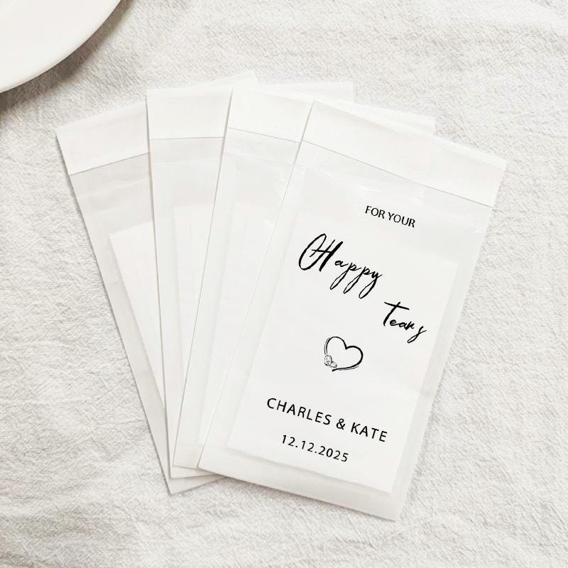 Wedding Tissues packs for guests, Happy Tears Tissue Packs, Happy Tears Tissues Packs for Wedding, Custom Wedding Favor Bags