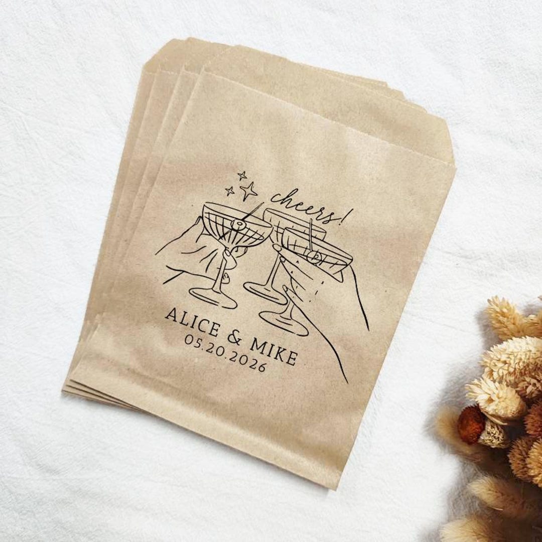 Custom Wedding Favor Bags, Personalized Name & Date Gift Bags for ...