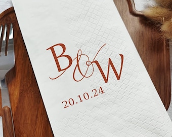 Wedding Cocktail Napkins Initials Personalized, Rehearsal Dinner, Custom Beverage Paper Anniversary Party Napkins, Bridal Shower, Engagement