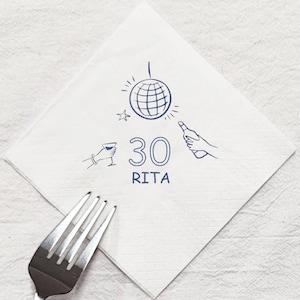 30 Jahre alles Gute zum Geburtstag Servietten, personalisierte Geburtstags-Cocktailservietten, kundenspezifische Geburtstagsfeier-Servietten, Gastgeschenke in großen Mengen