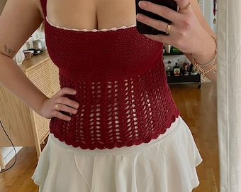 Patrón de crochet en PDF - Top de crochet con encaje / Apto para principiantes / Hecho a medida (Descarga digital)
