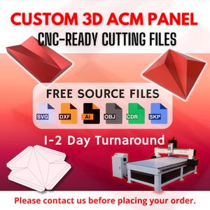 Custom 3D ACM Panel CNC Cutting File | 3d Decorative Wall Panel | Dxf Svg Ai Obj Skp Cdr | Custom Size CNC Ready