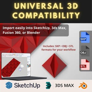 Architectural 3D ACM panel ready for CNC cutting, facade modeling, and 3D visualization. This digital package includes all key formats for professional workflows: DXF, SVG, AI, EPS, PDF, CDR, SKP, OBJ, and STL. Designed for accuracy, clean paths, and seamless import.