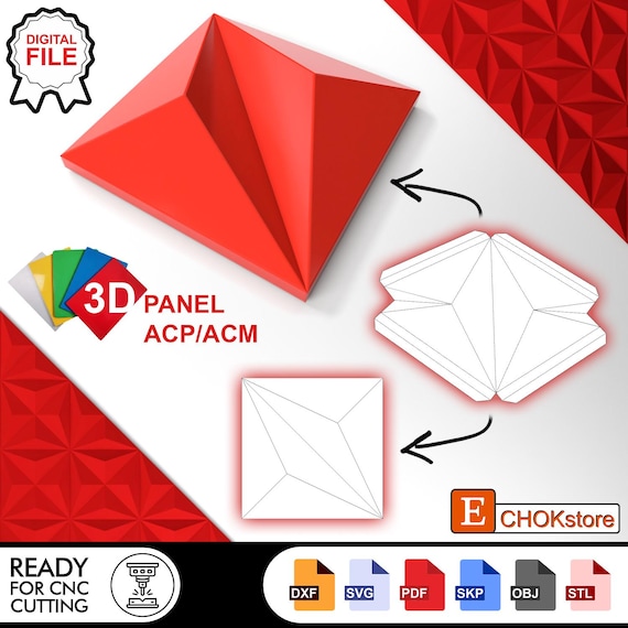 3D Acm Panel Design for CNC and 3D Modeling | Facade Cladding Vector Files | Dxf Svg Ai Eps Pdf Cdr Skp Obj Stl