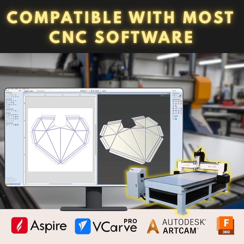 3d Heart CNC File | ACP ACM Wall Panel Design | 2d & 3d Files | Dxf Svg ...
