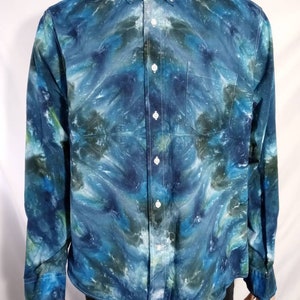 Tie Dye Dress Shirt, Tie Dyed Dress Shirt, Tiedye Shirt, Ice Dye Tie Dye, Blue Tie Dye, Men&#39;s Tie Dye, Men&#39;s Tiedye, XL, Tiedyed Shirt, A14