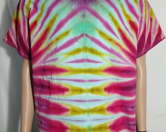 Tie Dye Shirt, Tie Dyed Shirt, Tiedye Shirt, Ice Dye Tie Dye, Rainbow Tie Dye, Tropical Tie Dye, Extra Large Tiedye, XL, Tiedyed Shirt, B17