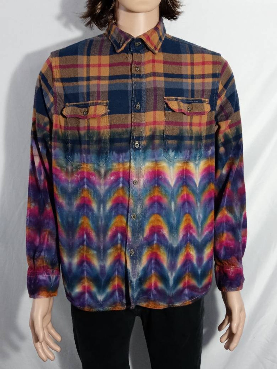 Men's Tie Dye Shirt Tie Dyed Flannel Shirt Men's Etsy