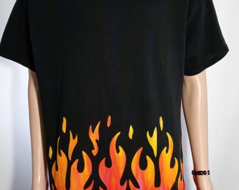 Tie Dye Shirt, Tie Dyed Shirt, Tiedye Shirt, Burning Tie Dye, Fire Tie Dye, Flames Tie Dye, Reverse Tie Dye, Reversed Tie-dye, A44