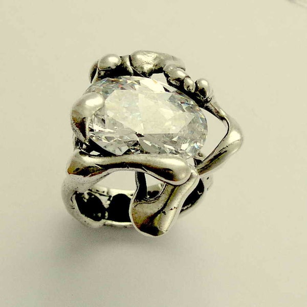 Bergkristalring, zilveren verlovingsring, alternatieve ring, zilveren ring, boho-ring, zigeunersieraden, unieke ring - Like a dream R1629-1