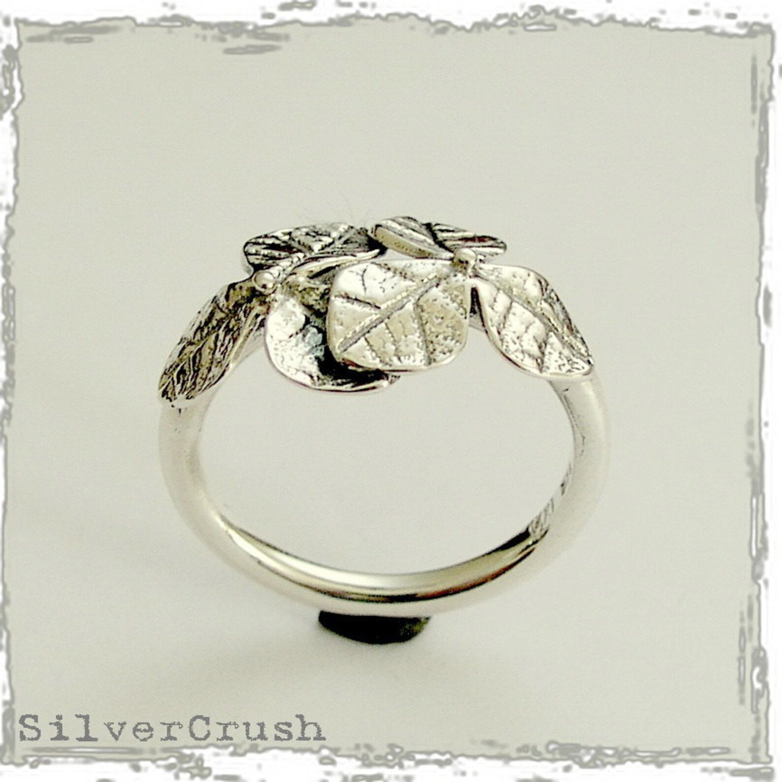 Botanical Ring Leaves Ring Leaf Ring Sterling Silver Ring | Etsy