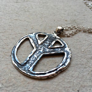 Peace pendant, Peace necklace, Sterling silver necklace, peace Charm pendant, simple necklace, casual necklace - Make love not war N4554A