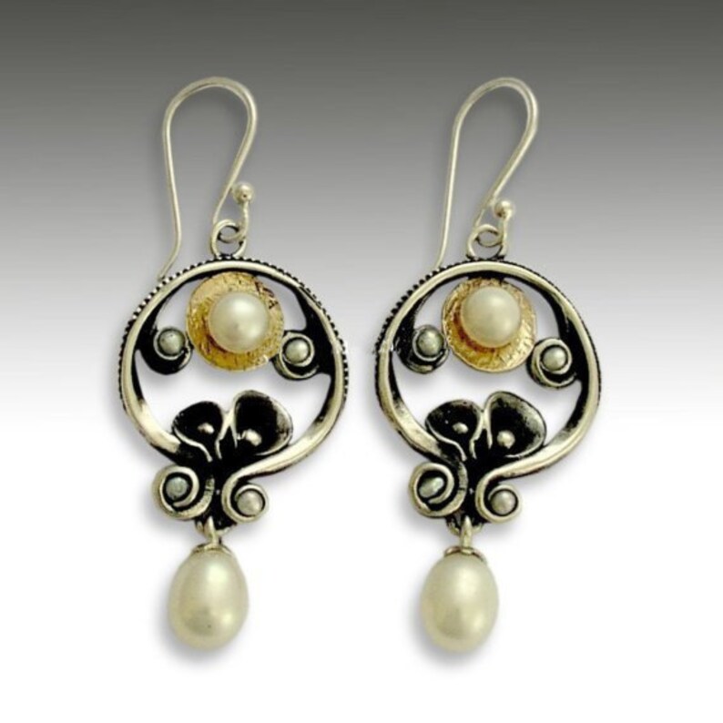 Opal earrings, pearl earrings, Sterling silver earrings, blue opal gemstones, gemstones earrings, dangle earrings, drops Suddenly E2151 image 3
