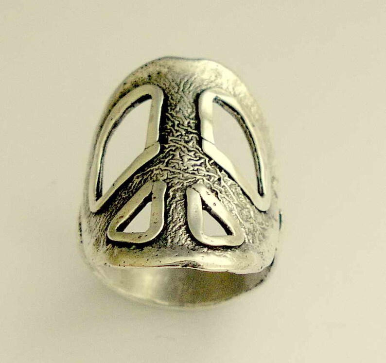 Peace Symbol Ring Sterling Silver Ring Unisex Ring Peace Etsy