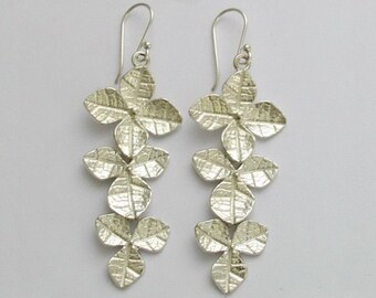 Leaf earrings, long earrings, dangle silver earrings, nature silver earrings, sterling silver earrings, botanical earrings - Impulse E2144