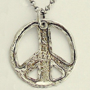 Peace Anhänger, Lässige Halskette, Peace Halskette, Sterling Silber Halskette, Peace Zeichen Charm, einfache Halskette - Make love not war N4554A
