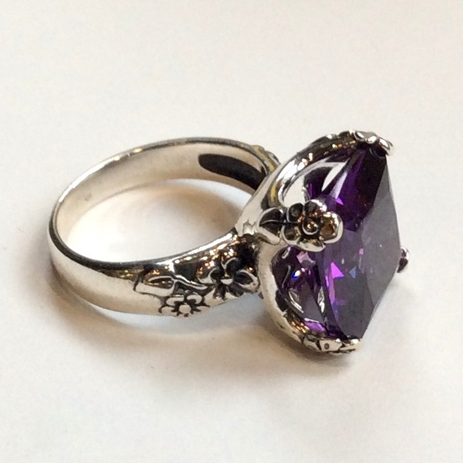 Statement ring Amethyst ring large stone ring gemstone | Etsy