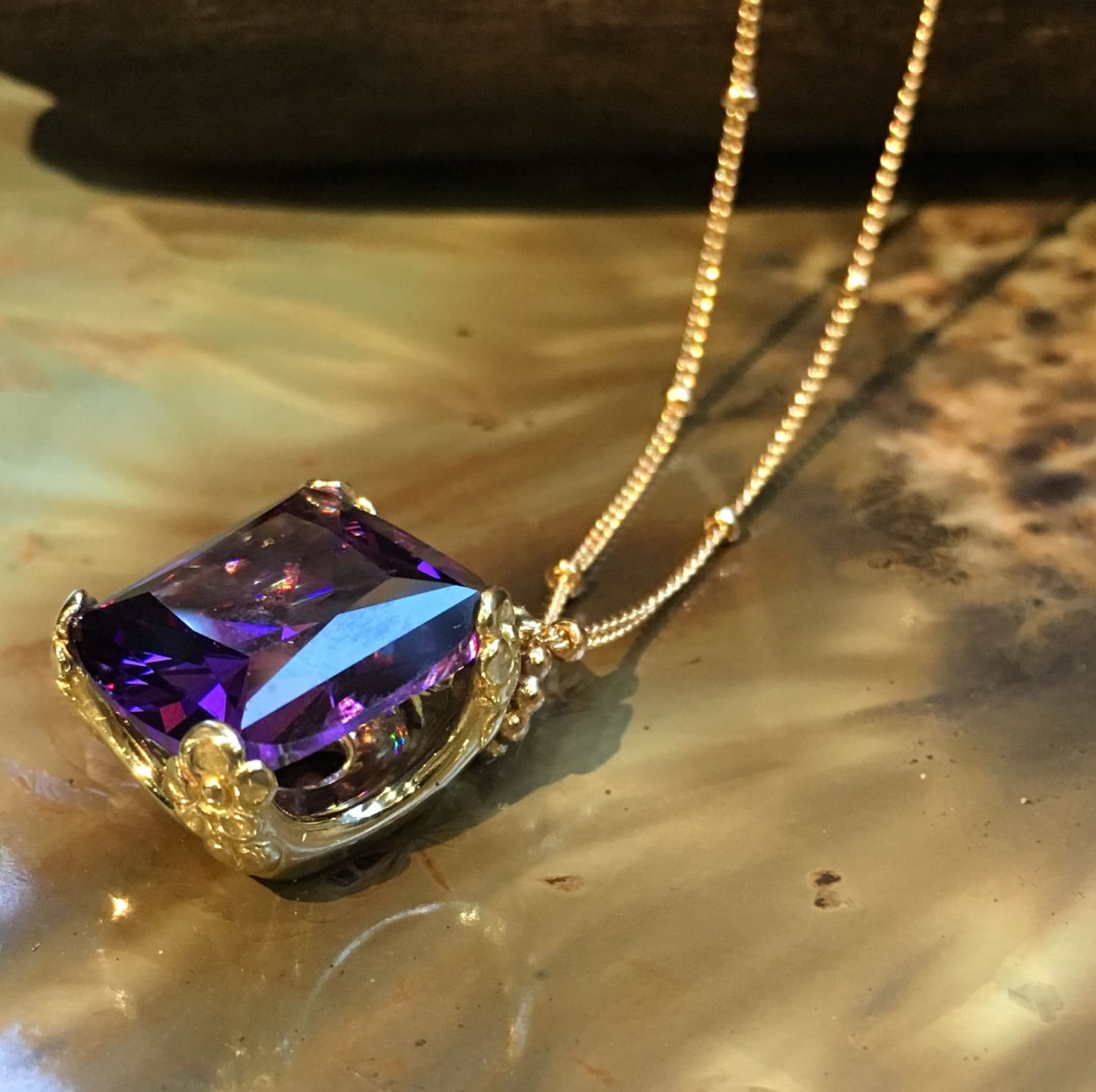 Blue Quartz Necklace Blue Quartz Pendant Cushion Cut Stone Etsy