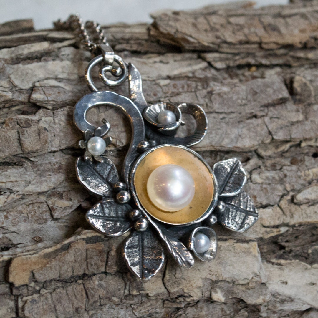 ネックレス・ペンダント Gold Woven Leaf Necklace Gold Leaf or Silver Leaf Single Strand Necklace – Stefanie