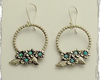 Sterling silver earrings, oxidized leaf earrings, dangle earrings, opal earrings, gemstone earrings, flower earrings - Winds of change E2158
