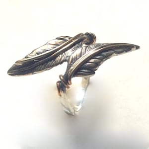 Zwei Ton Zweig Ring, Filiale Ring, Blatt Ring, Boho-Ring, Natur-Ring, Verlobungsring, böhmische Ring, zwei Blätter Ring - Touch der Erde R2246