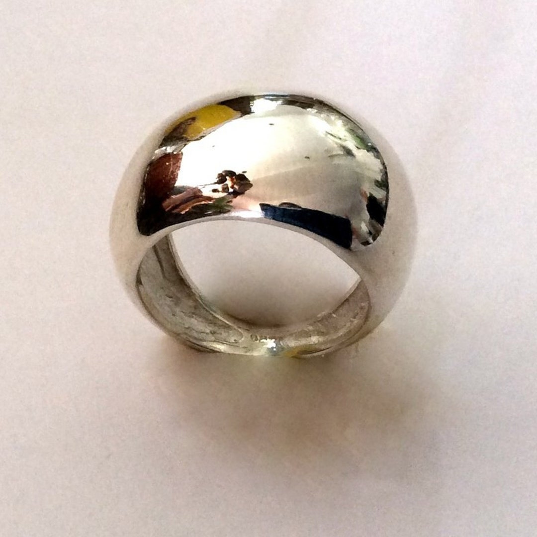 Dome Silver Ring, Chunky Modern Ring, Silver Dome Band, Bohemian Ring ...