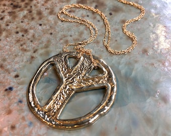Peace necklace, Gold filled brass necklace, peace charm pendant, peace pendant, simple necklace, casual necklace - Make love not war NK4554A
