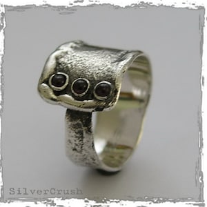 Mens ring, Unisex ring, sterling silver band, multi stones ring, mothers ring, birthstones ring, garnet gemstones ring - Your way  R1666