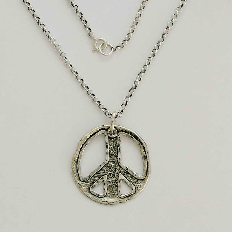 Peace Necklace Peace Pendant Sterling Silver Necklace Peace Etsy