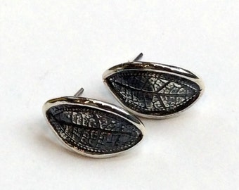 Woodland stud earrings, botanical earrings, sterling silver earrings, leaf earrings, leaf studs, nature earrings, simple - Skyfall E8029