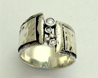 Anillo de plata esterlina, banda de cuarzo claro, banda plateada unisex, banda de piedras preciosas, anillo de piedras, anillo hombre y mujer - junto a ti R1675