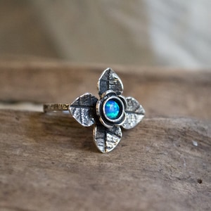 Opalring, zweigring, Silber blattring, Boho Ring, Hippie-Ring, Silber Ring, botanische Ring, oxidiertes Silber Ring - Schatzsuche R1692A