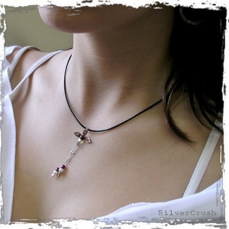 flower necklace blue quartz Hanging vine N8981 silver chain floral necklace flower pendant long silver pendant Blue quartz necklace