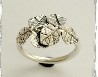Silver leaf ring, leaves ring, botanical ring, delicate ring, casual ring, silver ring, leaf ring, oxidized ring -Curiosity R1690