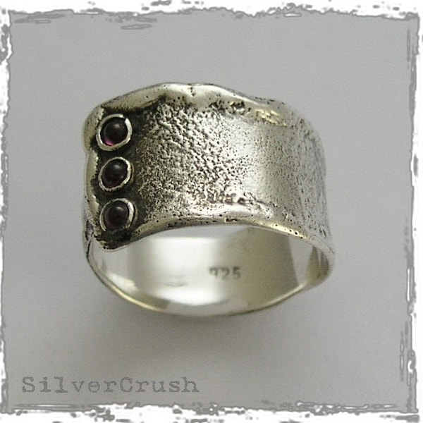 Sterling silver band, unisex ring, multi stones ring, mothers ring, birthstones band, garnet gemstones ring, garnets band - Your way  R1666
