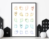 Rainbow Ghost Printable Wall Art | Cute Halloween Ghost Decor | Pastel Kawaii Ghost Digital Print | Colorful Spooky Room Decor | Kids Wall