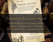 Printable Business Success Spell Page | Grimoire & Book of Shadows Insert | Witchy Prosperity Ritual | Abundance Spell Digital Download